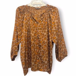 Tucker Silk Spandex Leopard Print Blouse Sz M